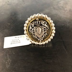 NWT French Kande sterling and brass ring sz 7.